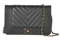 Mademoiselle Wallet On Chain, Caviar, Black, 27476159 (2019), B/E/AC, 3*